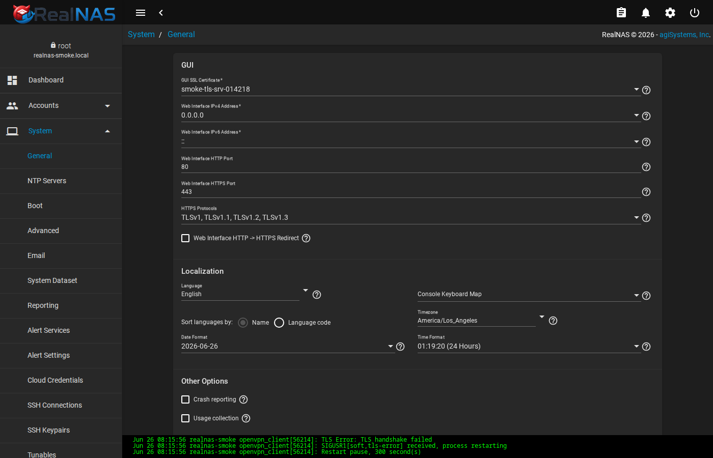 System General page