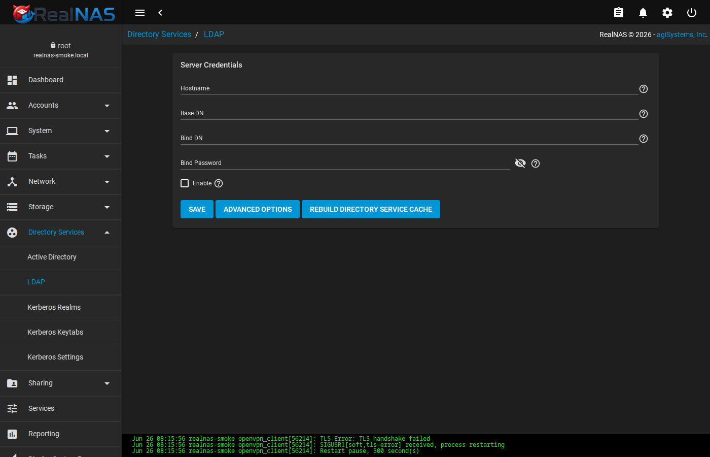 LDAP configuration page